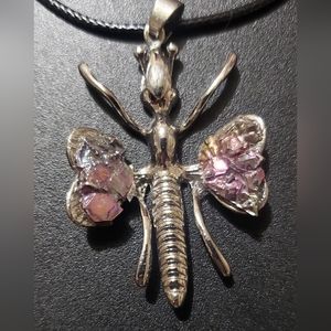 Handcrafted Bismuth Dragonfly Pendant